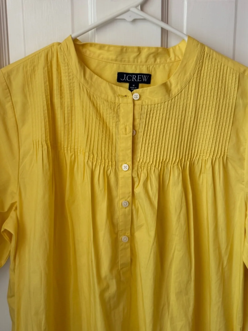 J. Crew Bright Yellow Pintuck Button-Front Tunic Dress Med